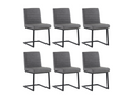 Set of 6 cantilever chairs in velvet with metal legs, modern ergonomic lounge chair, 55x43x83cm, Grey