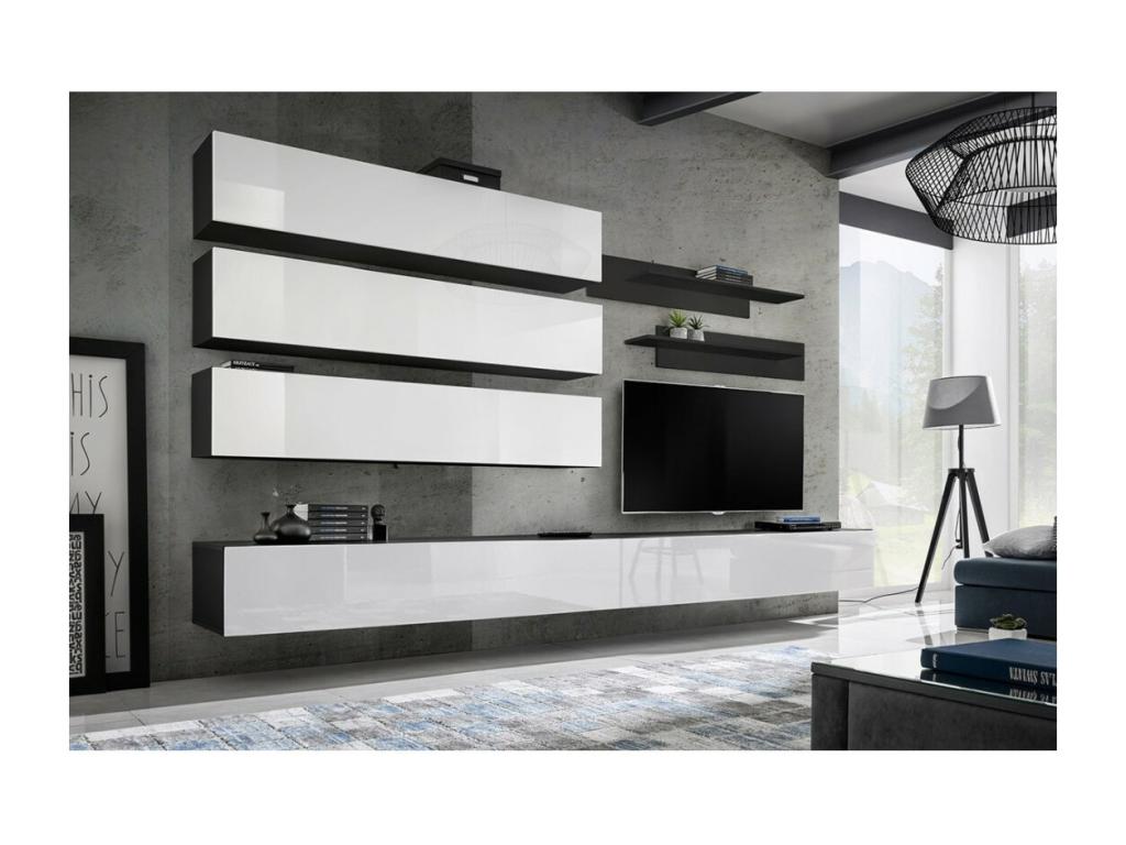 FLY J1 collection wall-hung furniture set - Black and white colour.