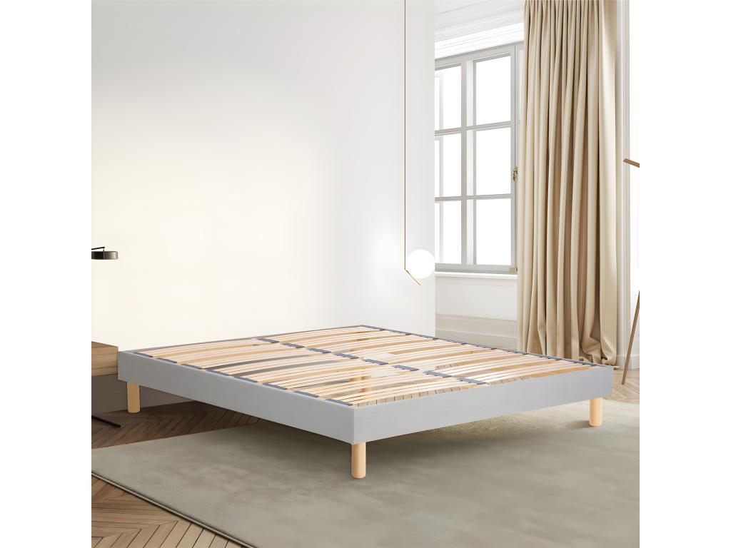 Homzora grey decorative bed base, 15cm thick, with legs, 180x200