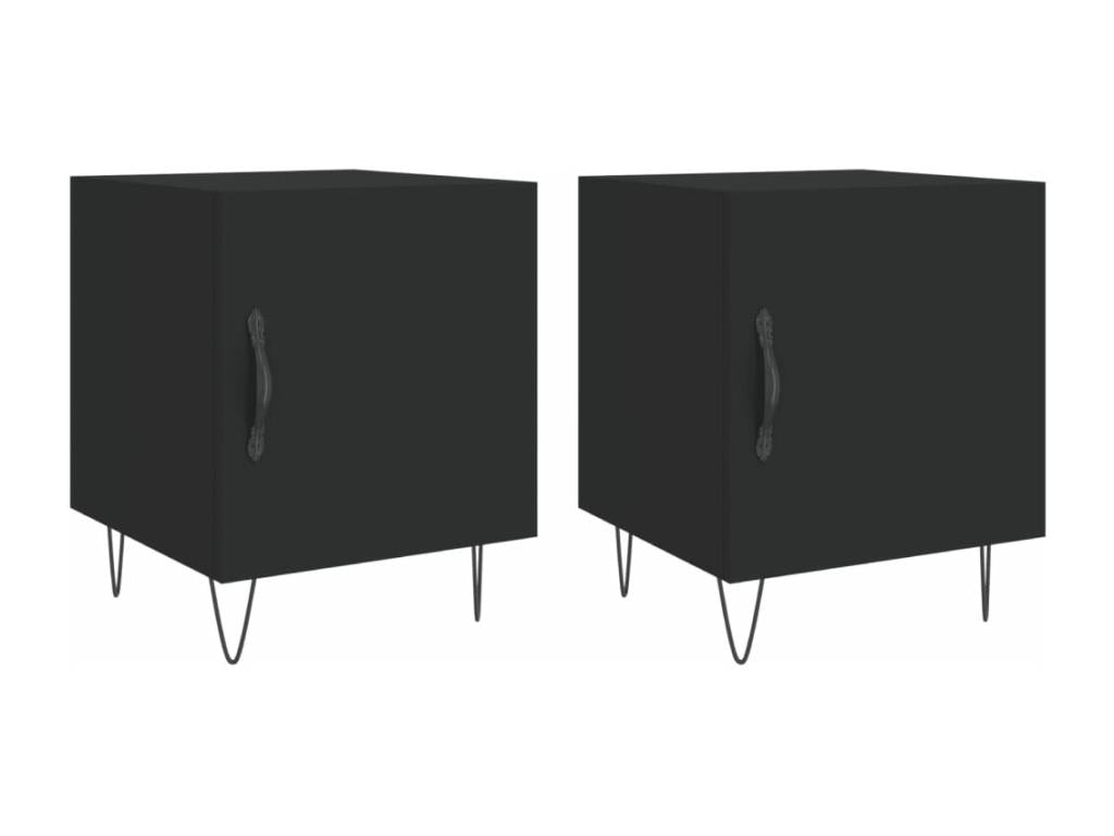 2-piece black bedside tables, 40x40x50 cm, engineered wood