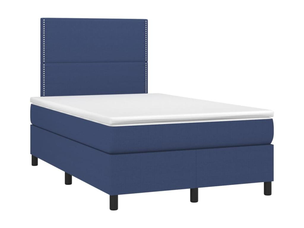 Upholstered bed base with mattress, blue, 120x200 cm, fabric