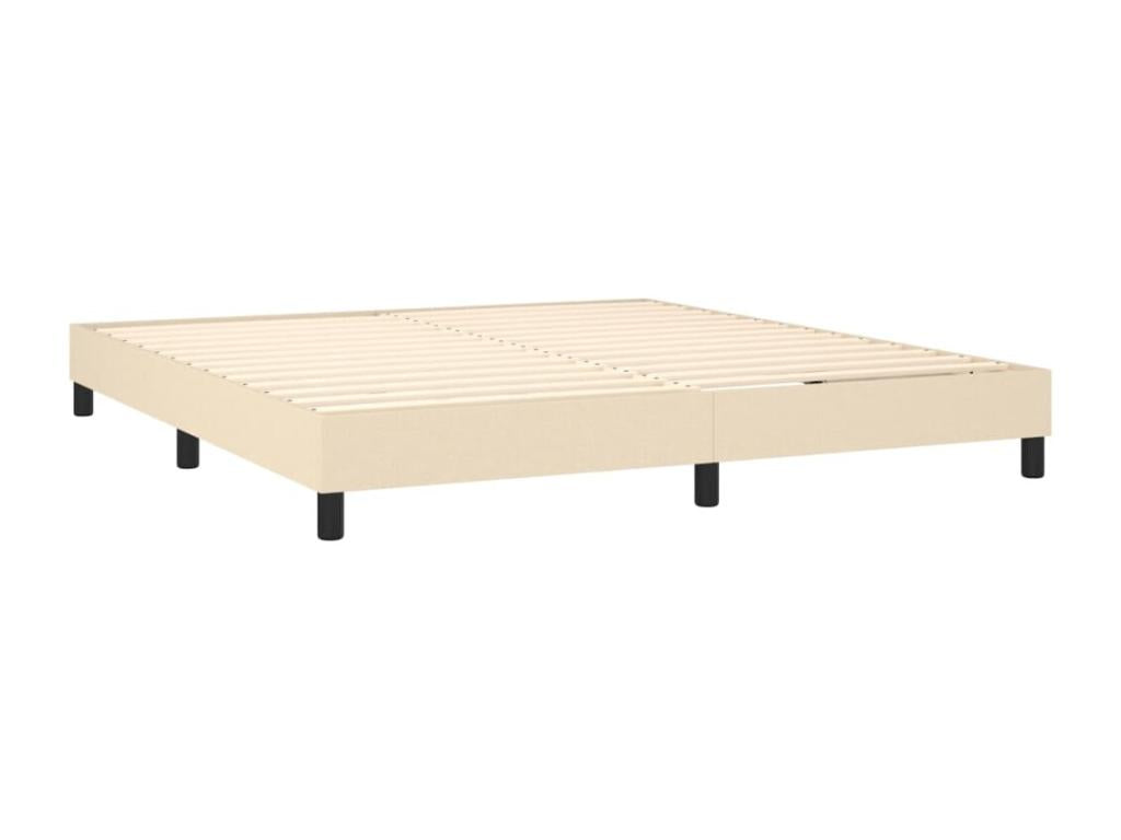 Upholstered bed base with mattress, Cream, 180x200 cm, Fabric