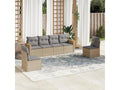 Garden furniture set with cushions, 6 pieces, meDoucezen beige woven resin