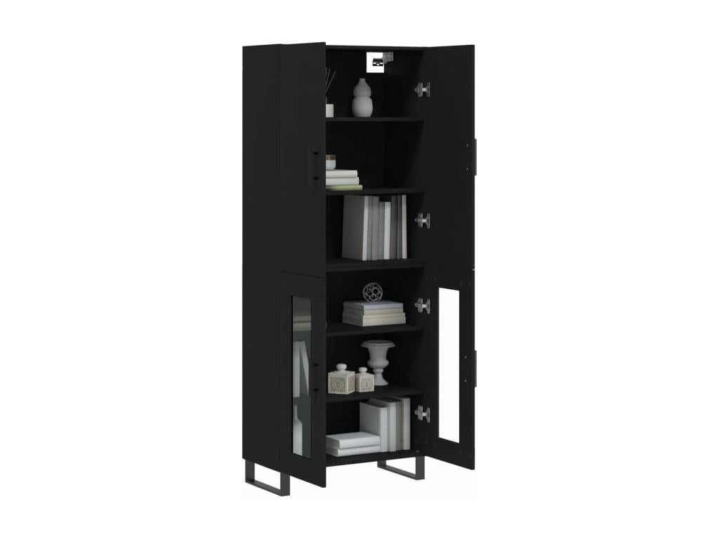 Highboard, Black, 69.5x34x180 cm, Engineered Wood