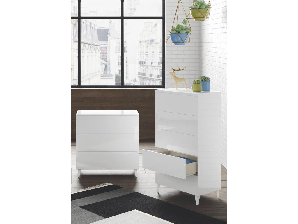 Doucezen 5-drawer chest of drawers, modern chest of drawers for the bedroom, 61x40x117 cm, white