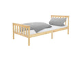 Homzora single children's bed in natural pine wood with slatted base and 90x200 cm mattress
