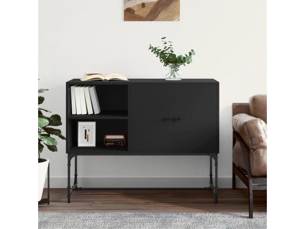 Black sideboard 100x40x79.5 cm engineered wood