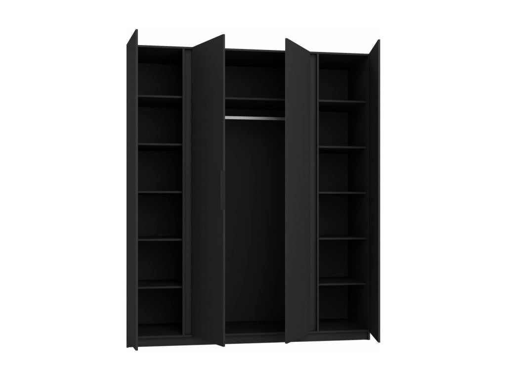 4-door wardrobe with slatted base - 200 cm - black / oak Homzora