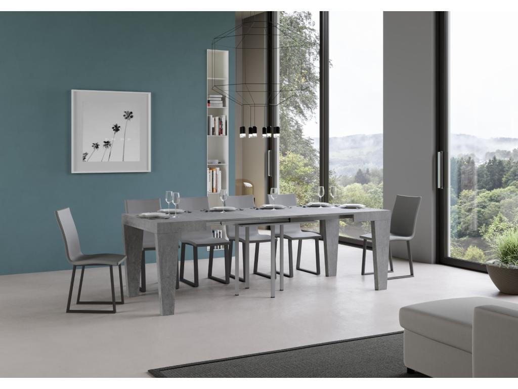 Homzora extendable table 90x90/246 cm Concrete Grey