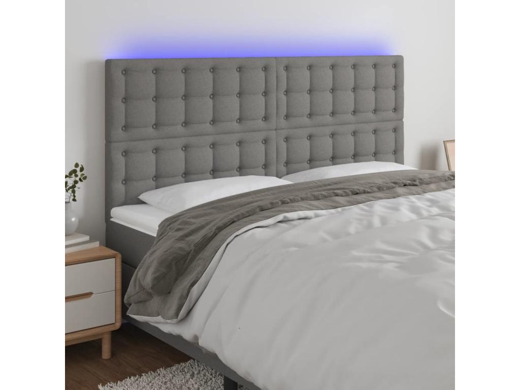 Dark Grey LED Headboard 160x5x118/128 cm Fabric