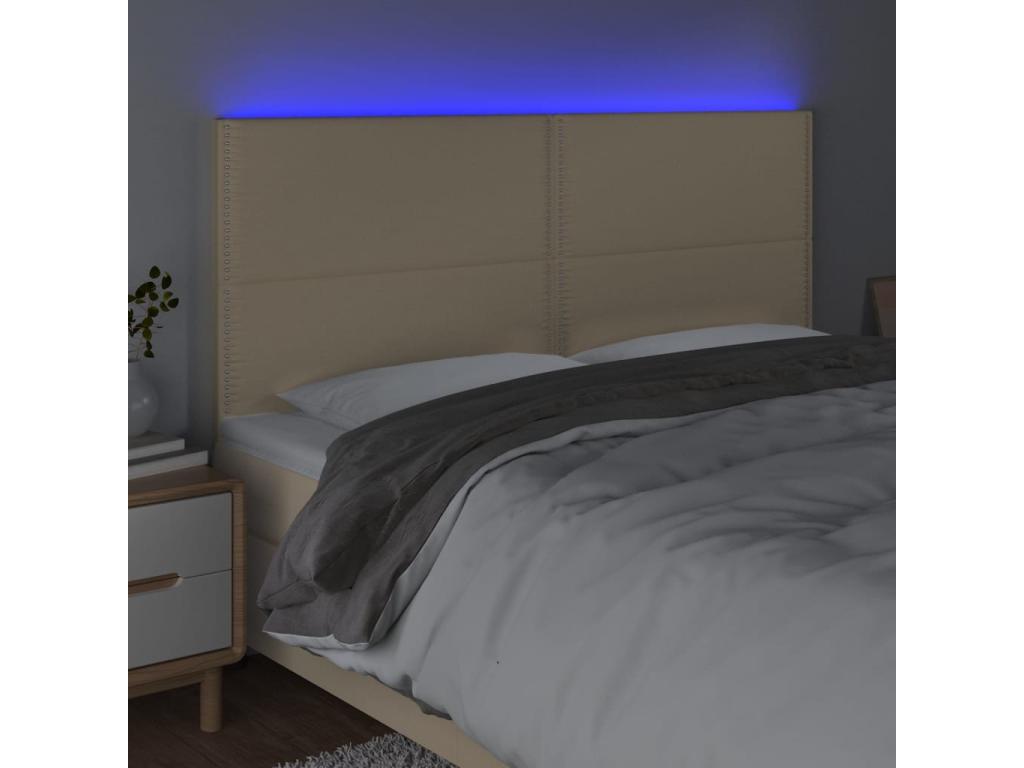 Cream LED Headboard 180x5x118/128 cm Fabric