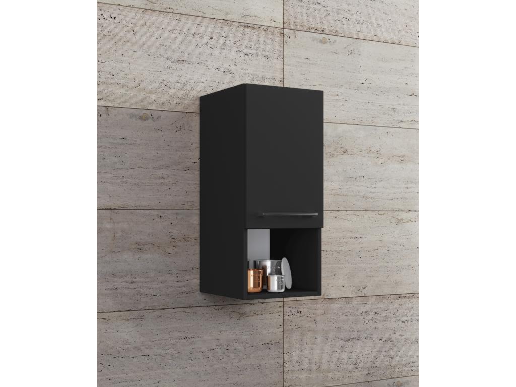 Meubiana Wood Bathroom Furniture Bathroom Cabinet Mid-Schrank Wall-Mounted Cabinet Bathroom Shelf Meubiana DF Black