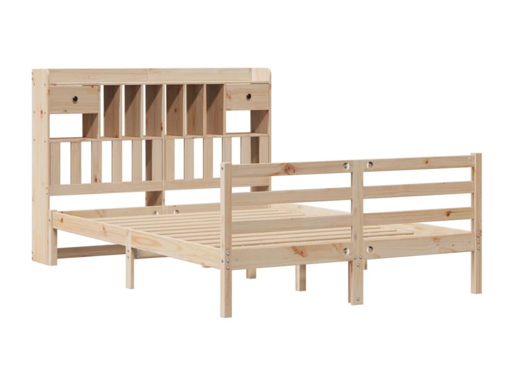 Bookcase bed without mattress 140x190 cm solid pine wood