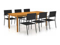 7-piece garden dining set, black