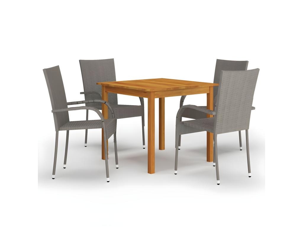 5-piece garden dining set, grey, 24