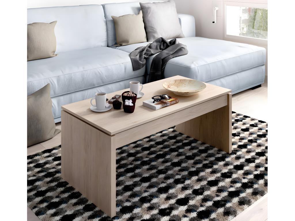 Modular coffee table in natural color - Length 102 x Depth 50 x Height 43 cm