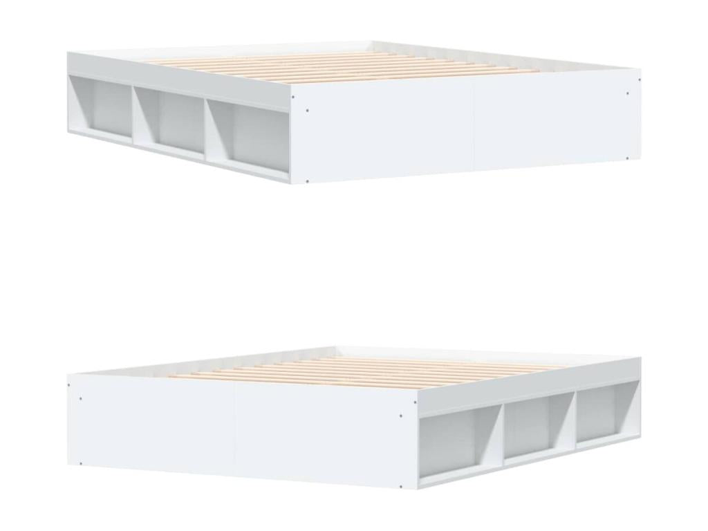 White bed frame without mattress, 160x200 cm