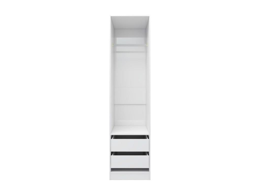 Wardrobe with drawers, glossy white, engineered wood