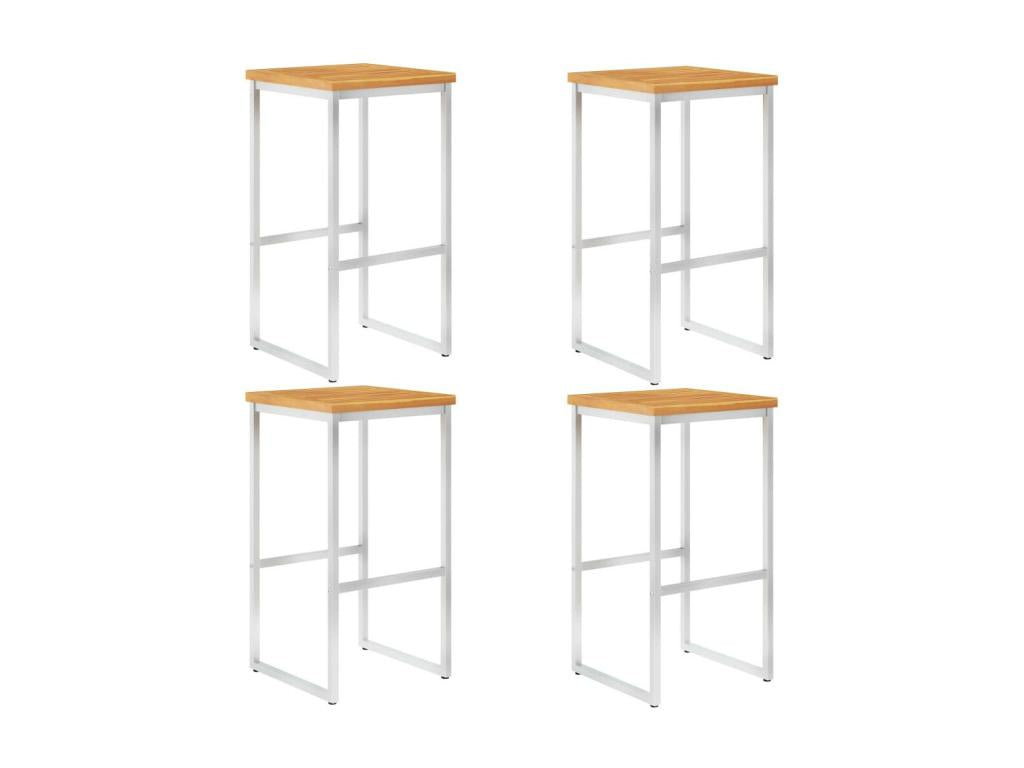 4-piece bar stools made of solid Doucezen wood and stainless steel