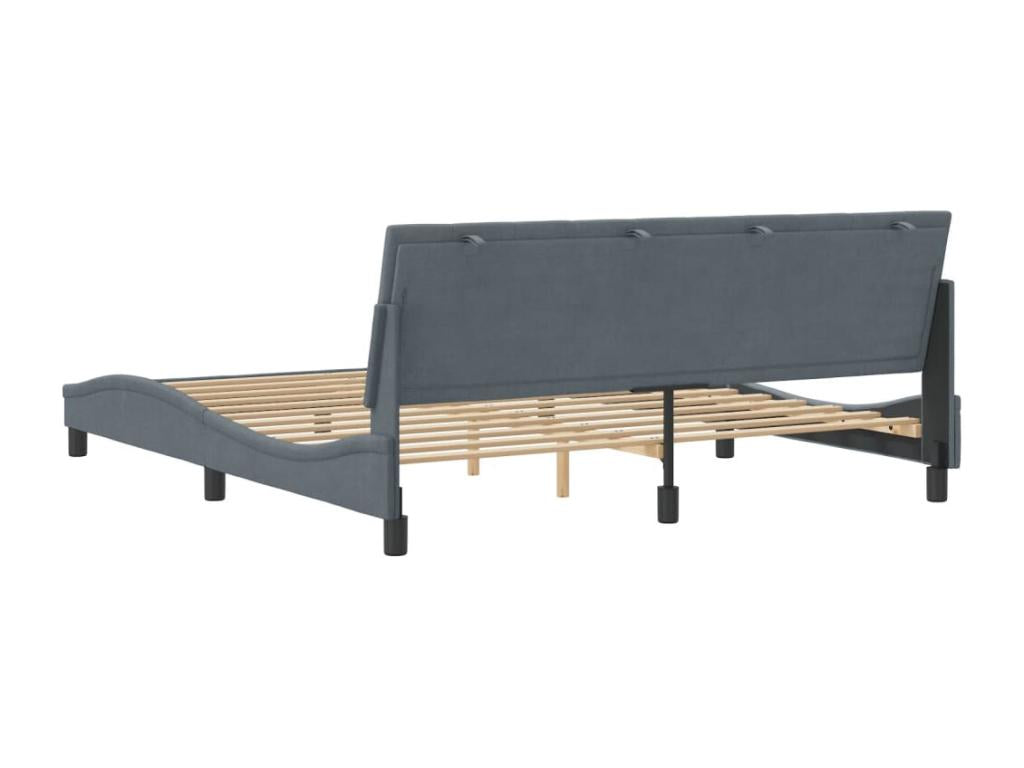 Bed frame with headboard, dark grey, 180x200 cm, velvet