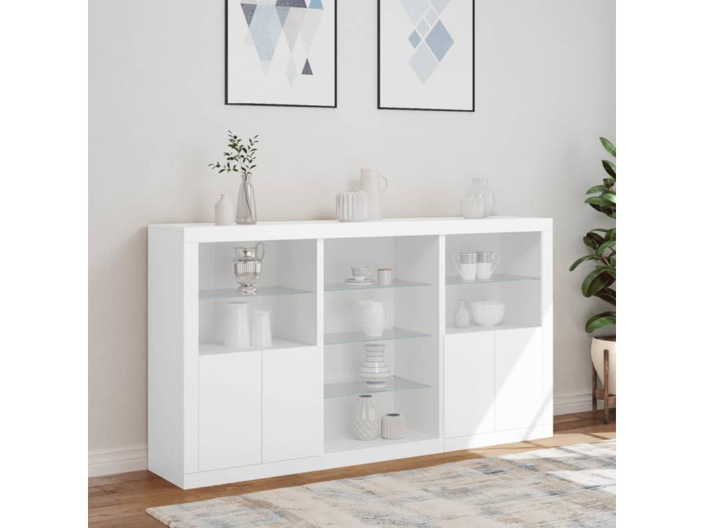 Buffet with Homzoraères LED white 181.5x37x100 cm
