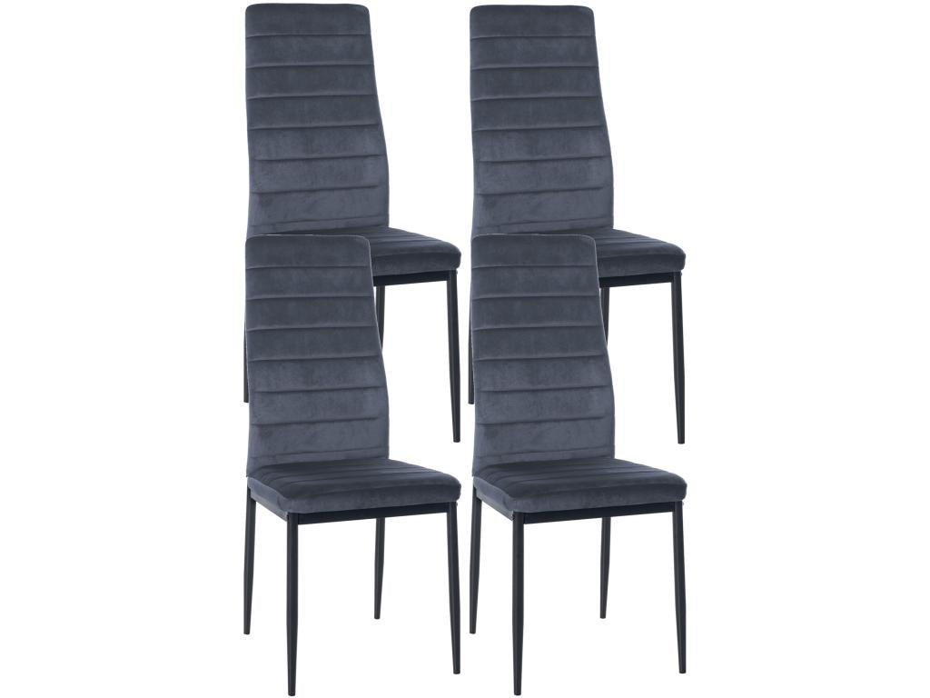 Set of 4 dining chairs - Velvet / Metal - Light Grey - Meubiana