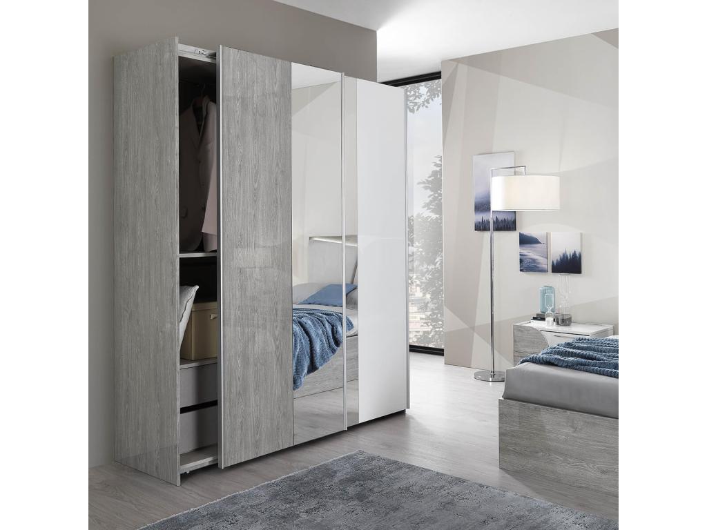 Homzora - 4-Door Wardrobe with Central Mirror