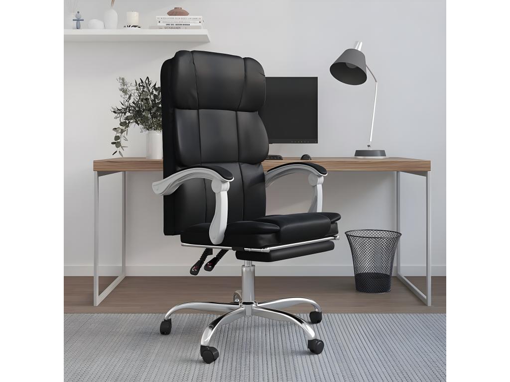 Black Faux Leather Reclining Office Chair
