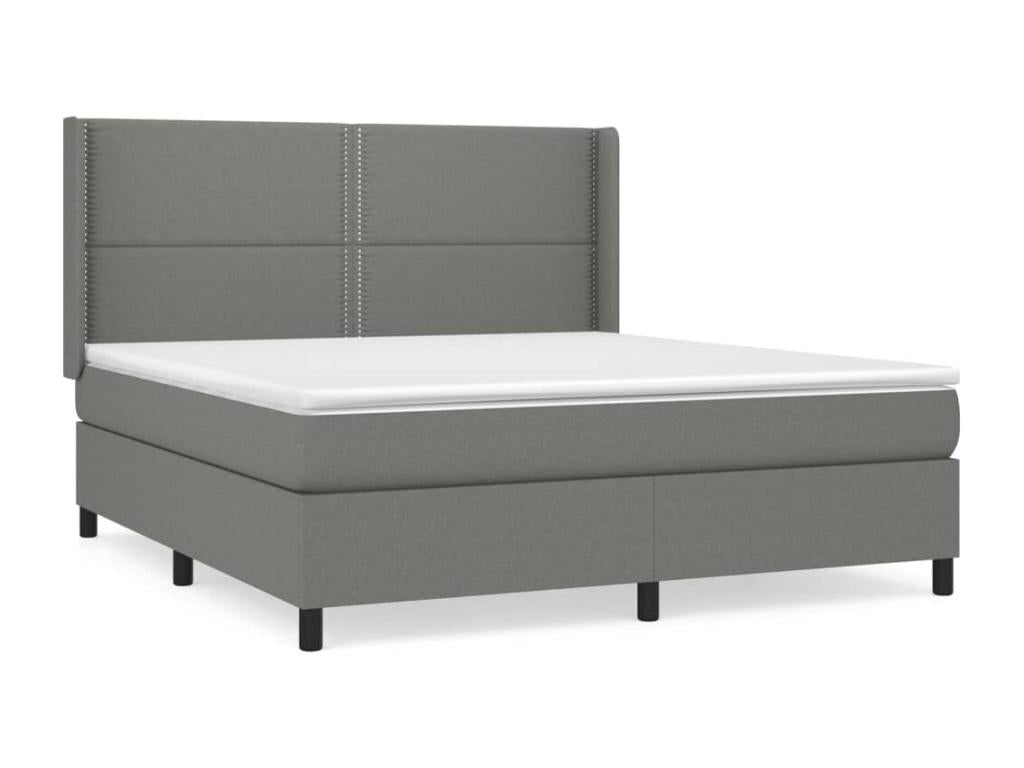 Upholstered bed base with mattress, dark grey, 180x200cm, fabric