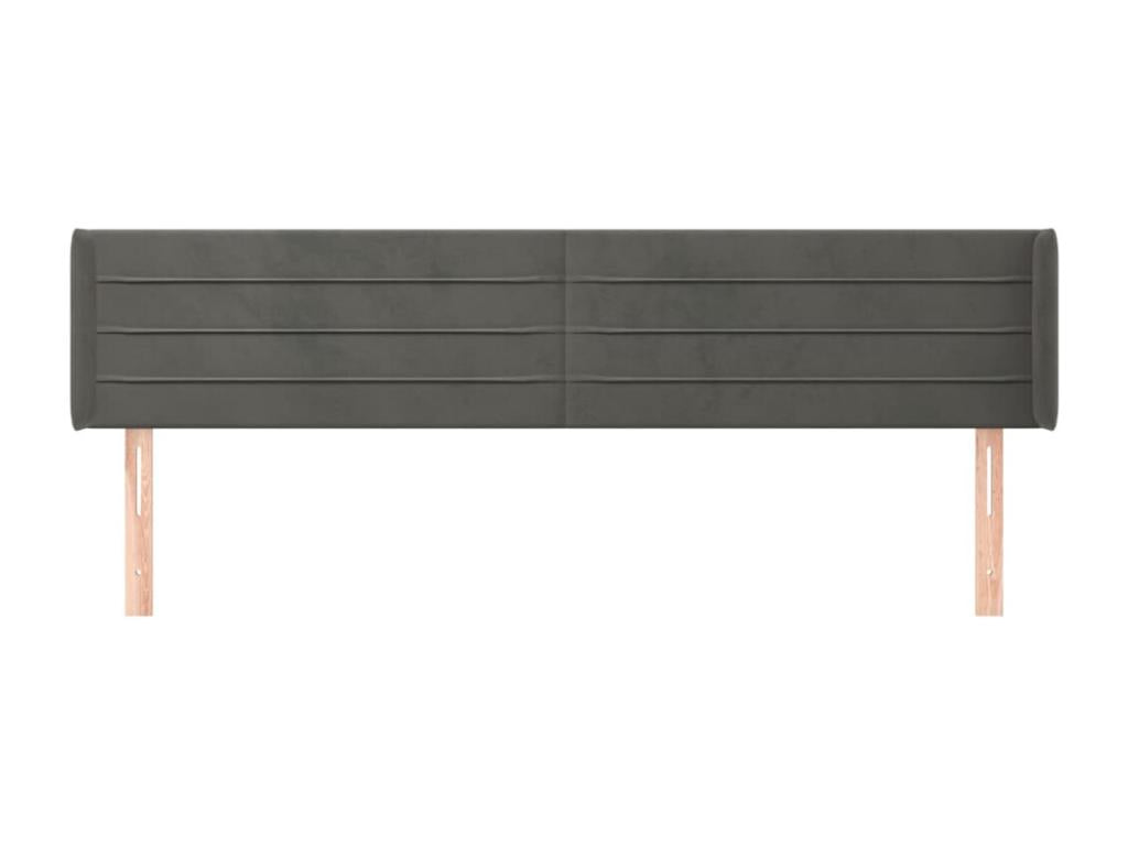 Headboard with wings, Dark Grey, 203x16x78/88 cm, Velvet