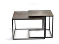 Set of two coffee tables with bronze tops and metal legs in Grey / plata. Giner y Colomer.