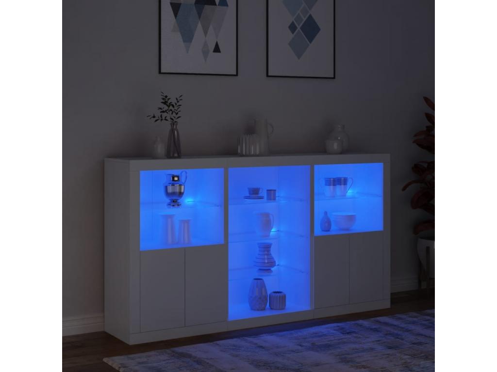 Buffet with Homzoraères LED white 181.5x37x100 cm
