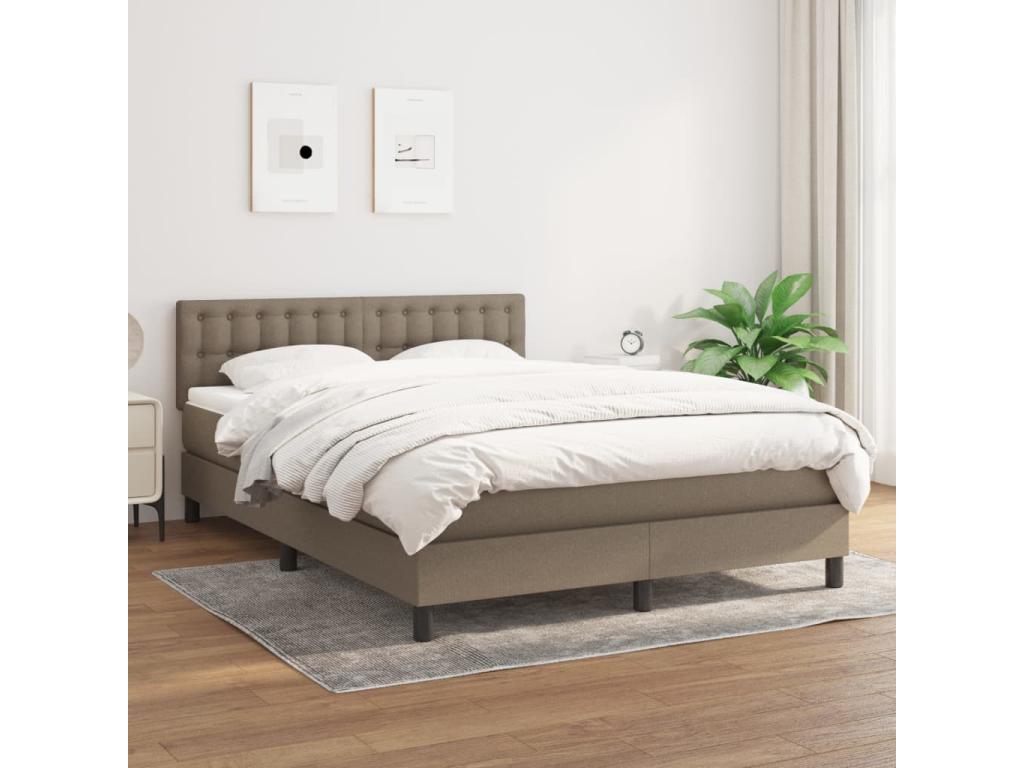 Upholstered bed base with Homzora mattress 140x190 cm Fabric