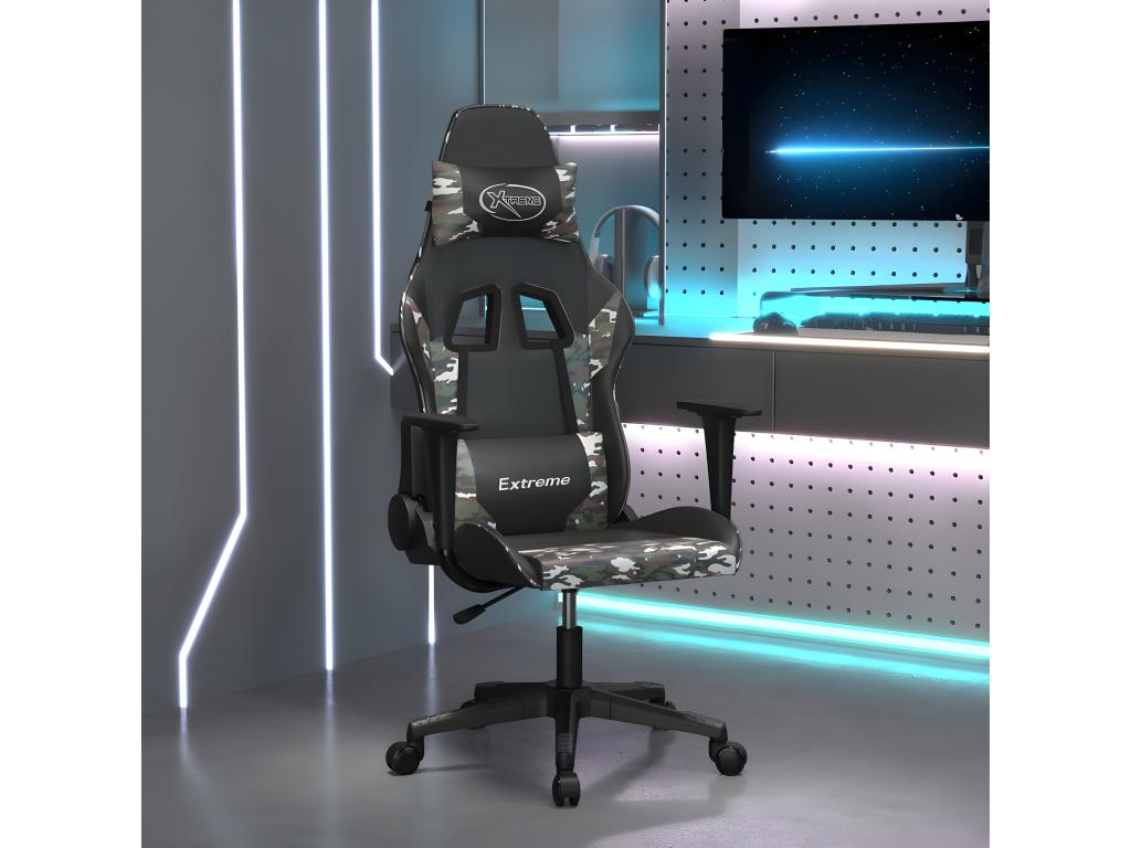 Black and camouflage faux leather gaming chair