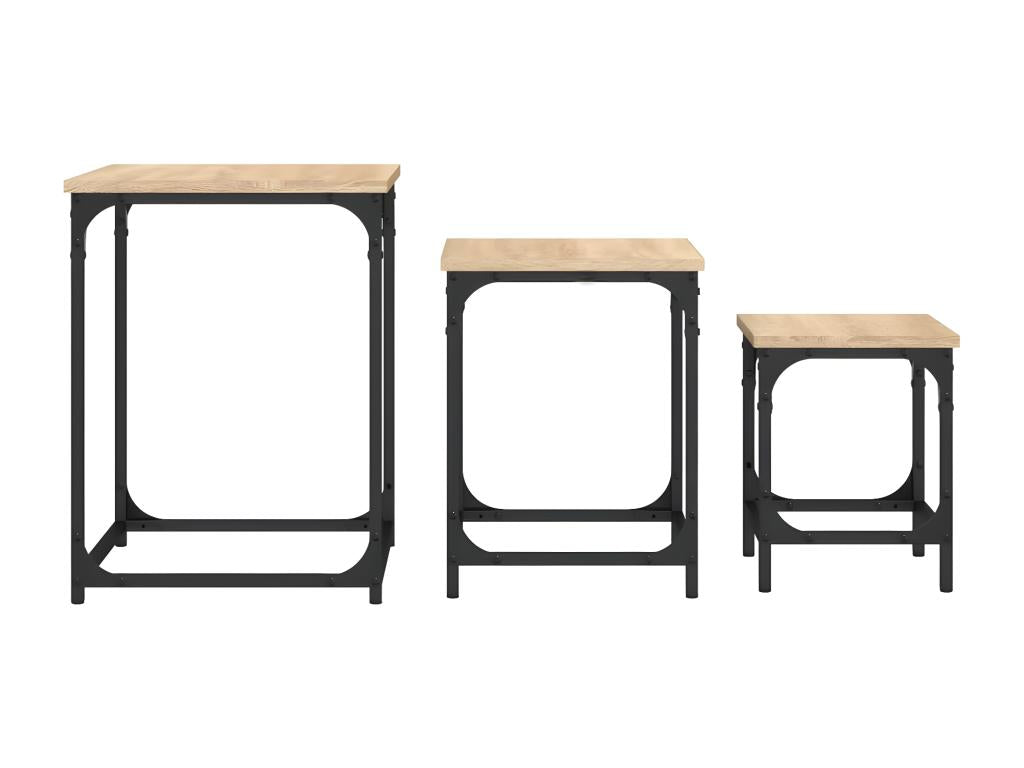 Homzora engineered wood nesting coffee tables, 3 pieces, oak finish