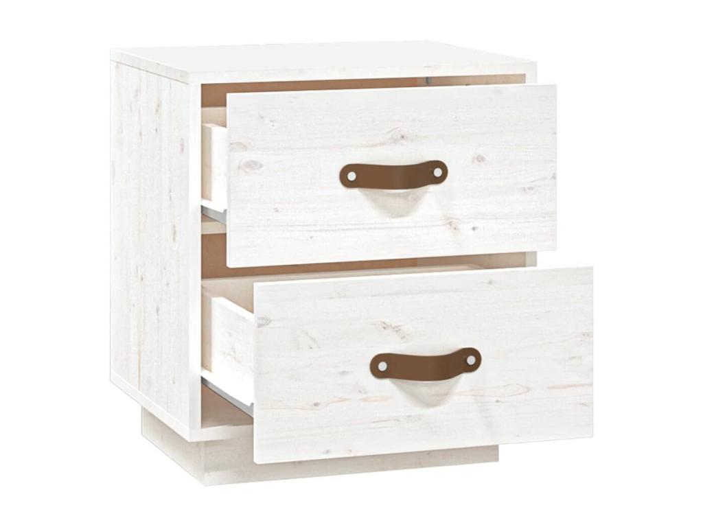 White bedside table, 40x34x45 cm, solid pine wood