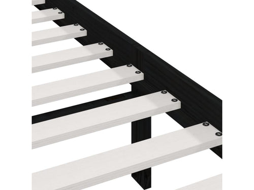 Black bed frame, solid pine wood, 75x190 cm, small single