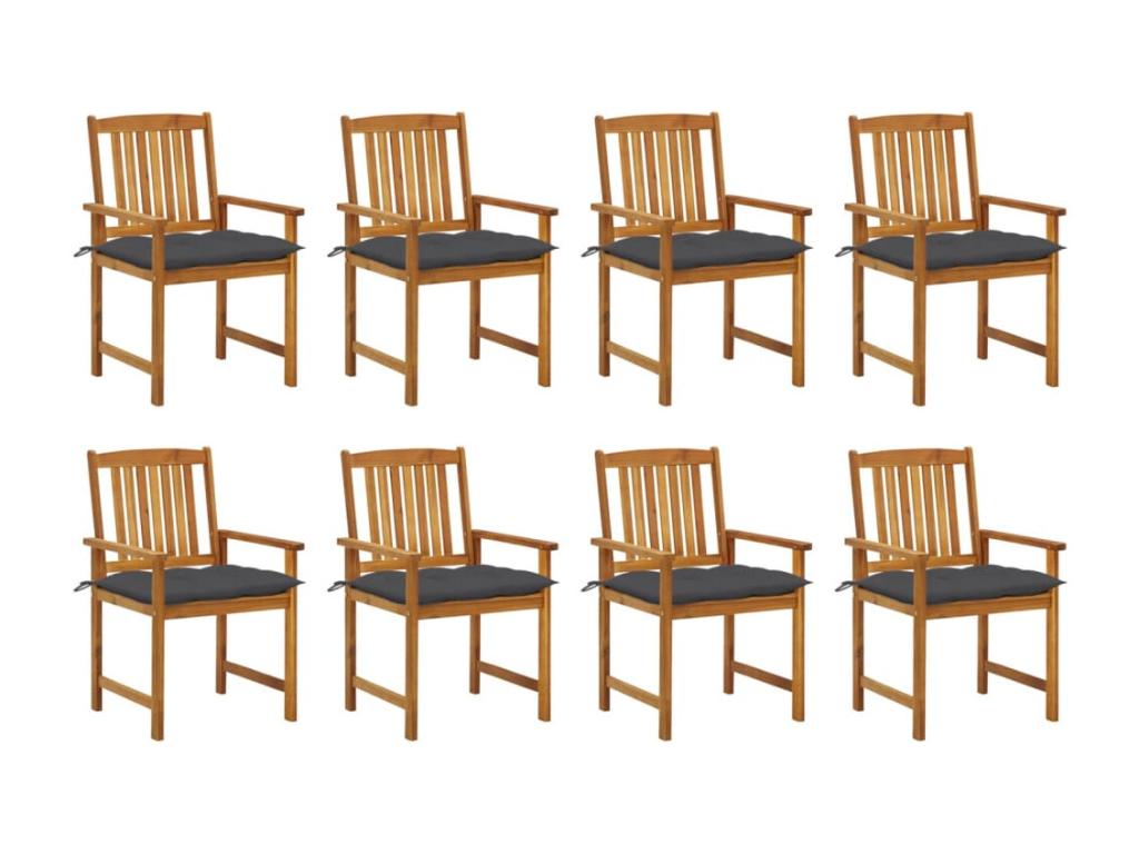 Garden chairs with cushions, 8 pieces, solid Homzora wood