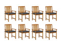 Garden chairs with cushions, 8 pieces, solid Homzora wood