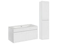 Homzora White 100cm Single Basin Vanity Unit and Tall Cabinet