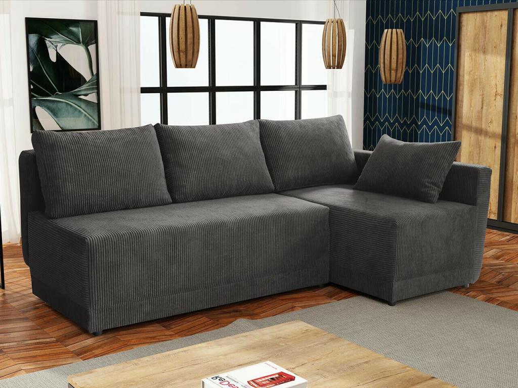 Doucezen 149 Grey Corner Sofa with Sleeping Function and Bed Box (210x135x85cm)
