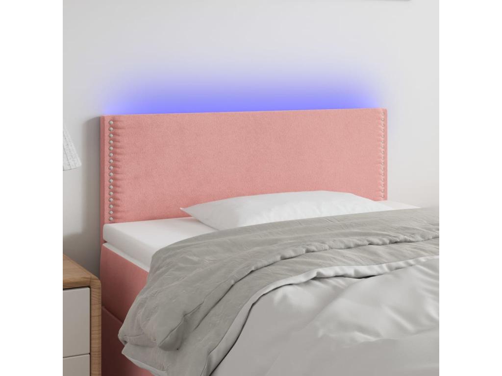 Pink LED Headboard 100x5x78-88 Velvet