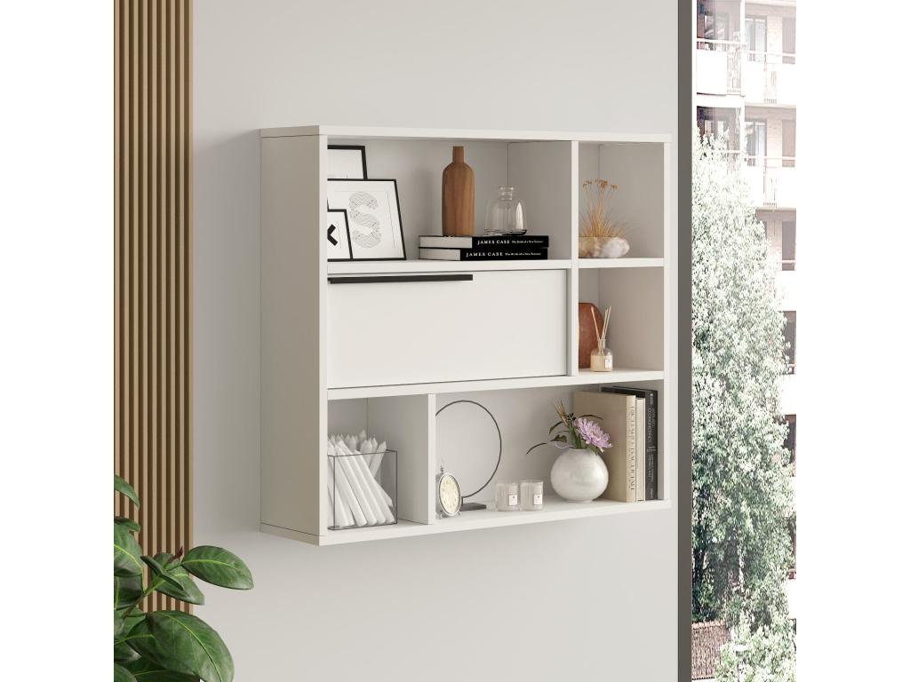 Homzora WS90 6S Wall Shelf 90x22x81 White