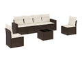 7-piece garden furniture set with cushions, brown woven resin