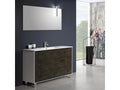 Homzora bathroom vanity unit with 3 drawers in white and grey wood and Homzora LED mirror, 120cm wide