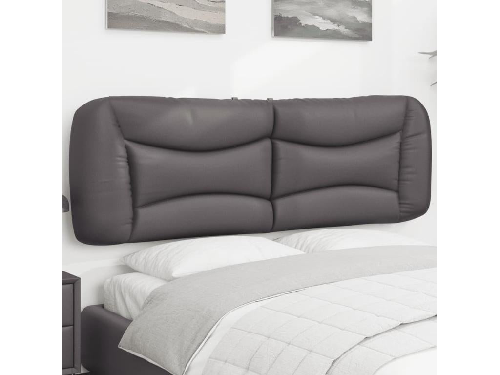 Grey faux leather headboard cushion, 160 cm