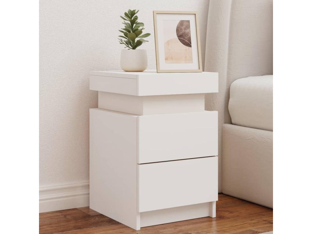 Bedside table with white LED lighting, 35x39x55 cm