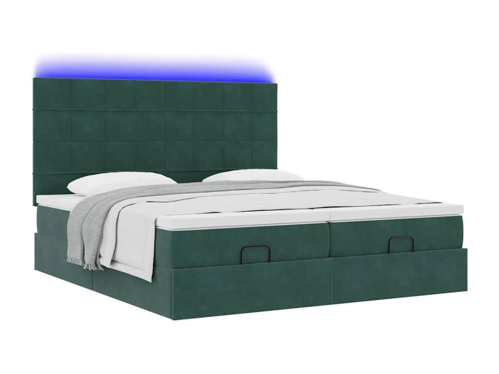 Ottoman bed frame with dark green velvet mattress 200x200 cm