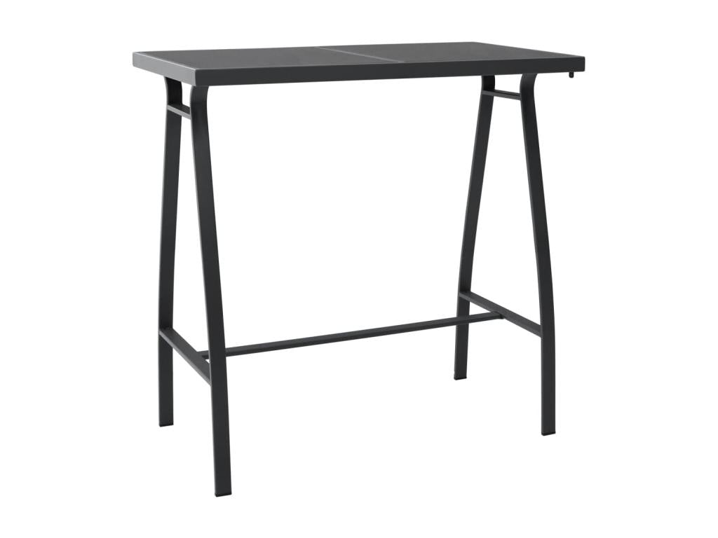 Black garden bar table, 110x60x110 cm, tempered glass