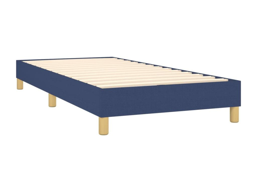 Upholstered bed base with mattress, blue, 100x200 cm, fabric